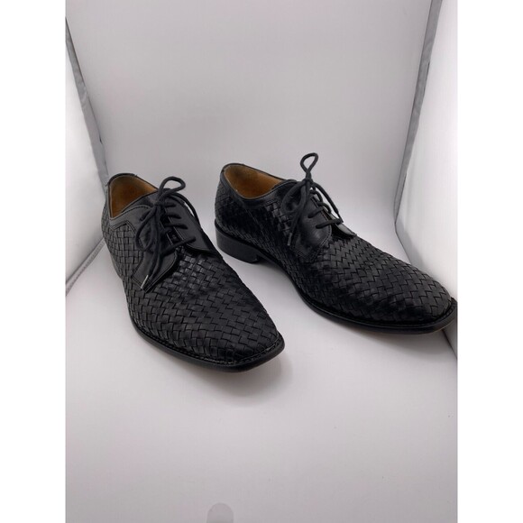 Fratelli Vero Cudio Shoe Mens Size 8.5 M Black Basketweave Lace Up Italian Shoes main image 8